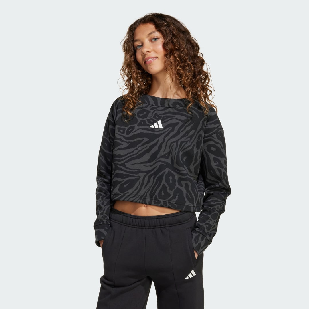 Sweatshirt adidas Performance Future Icons Animal Print Cropped Sweatshirt Kids Sort | JM1367, 0