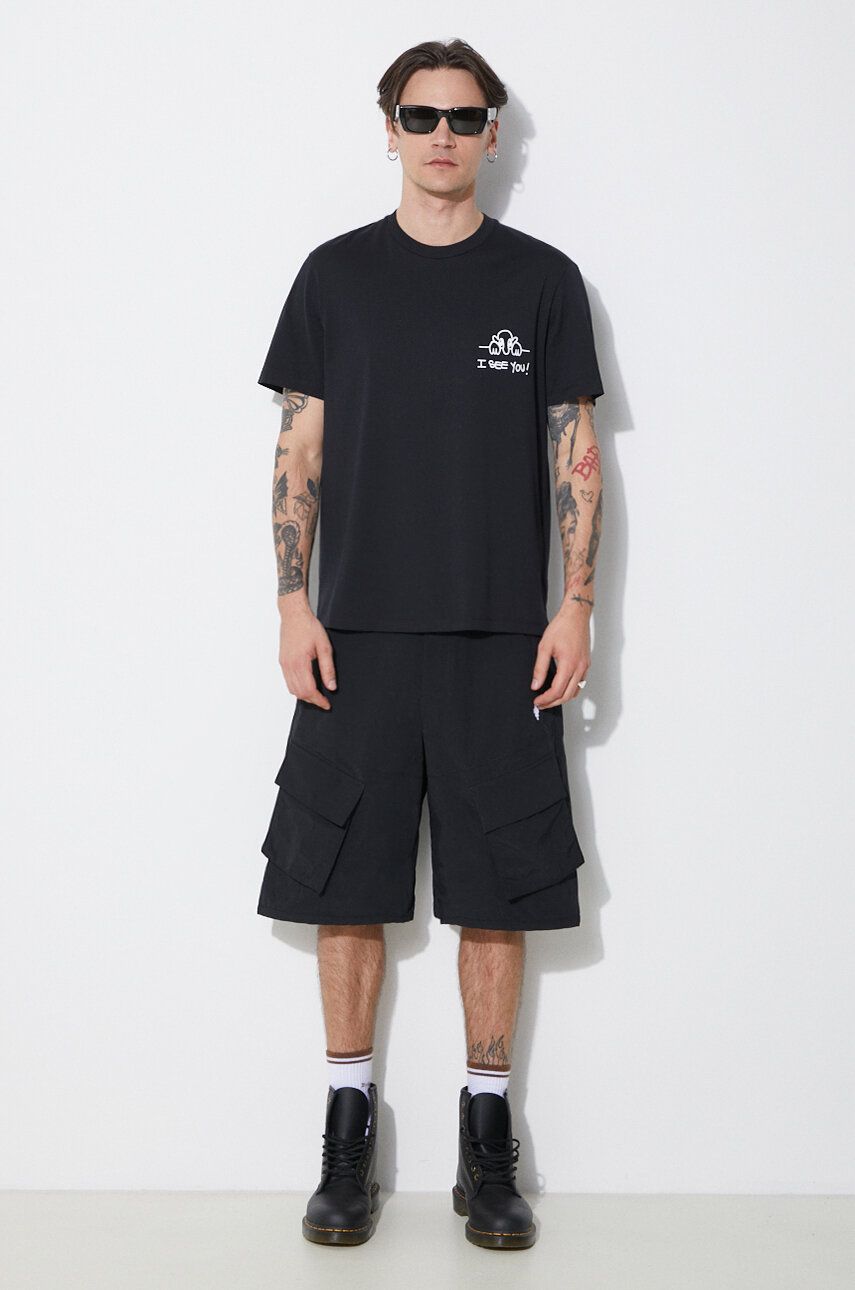 Shorts Marcelo Burlon Marcelo Burlon Cross Nylon Cargo Shorts Sort | CMCS001S24FAB0011001, 1