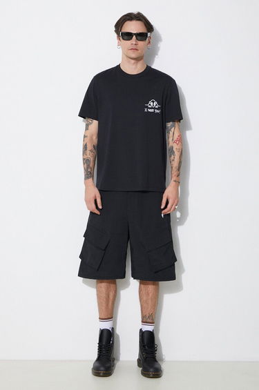 Shorts Marcelo Burlon Marcelo Burlon Cross Nylon Cargo Shorts Sort | CMCS001S24FAB0011001, 1