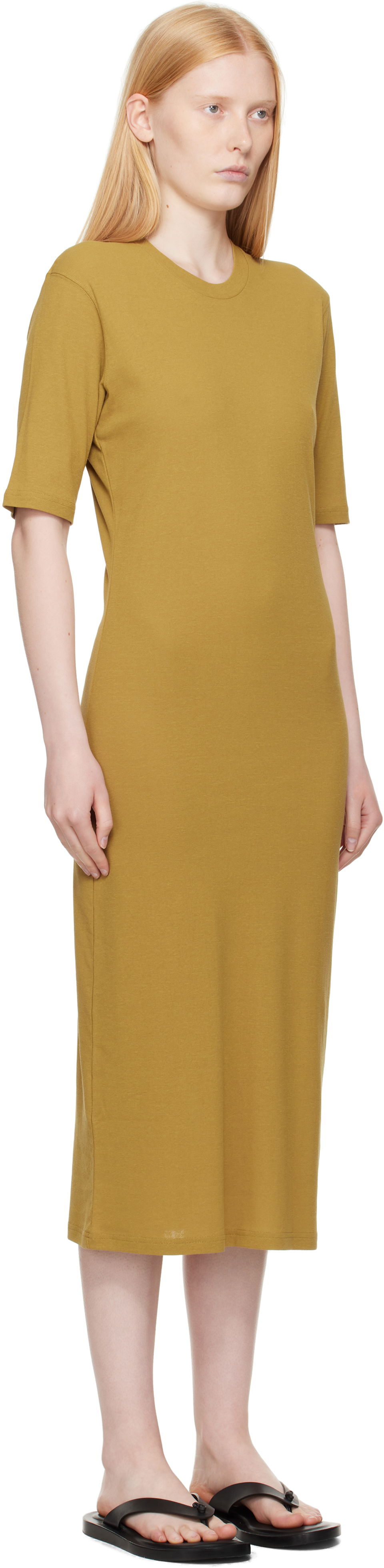 Kjole AMI AMI Paris Cotton Short Sleeve Maxi Dress Gul | FDR271.JE0101, 1