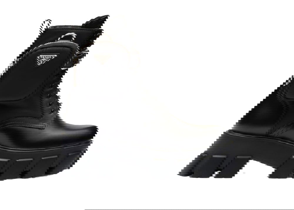Sneakers og sko Prada Monolith 55mm Pouch Ankle Boots Black Leather Sort | 1T255M_3LJS_F0002_F_B055, 0
