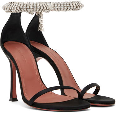 Smykker Amina Muaddi Amina Muaddi Iman Crystal-Embellished Satin Heeled Sandals Sort | IMAN SANDAL SR SATIN, 3