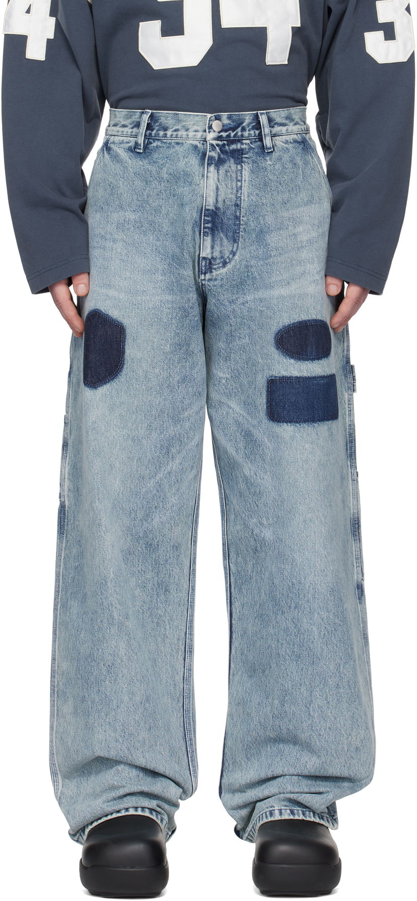 Jeans Ambush Denim Work Jeans With Patch Blå | BMYB004F24DEN0024400