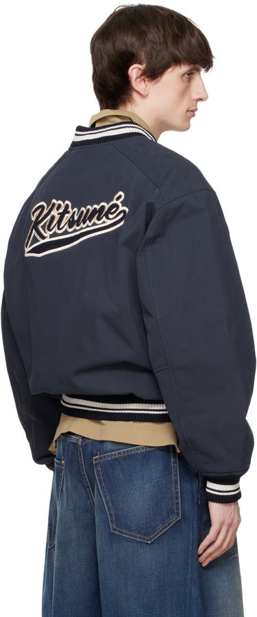 Bomberjakke MAISON KITSUNÉ Maison Kitsuné Teddy Bomber Jacket Mørkeblå | OM02116WQ4048, 2