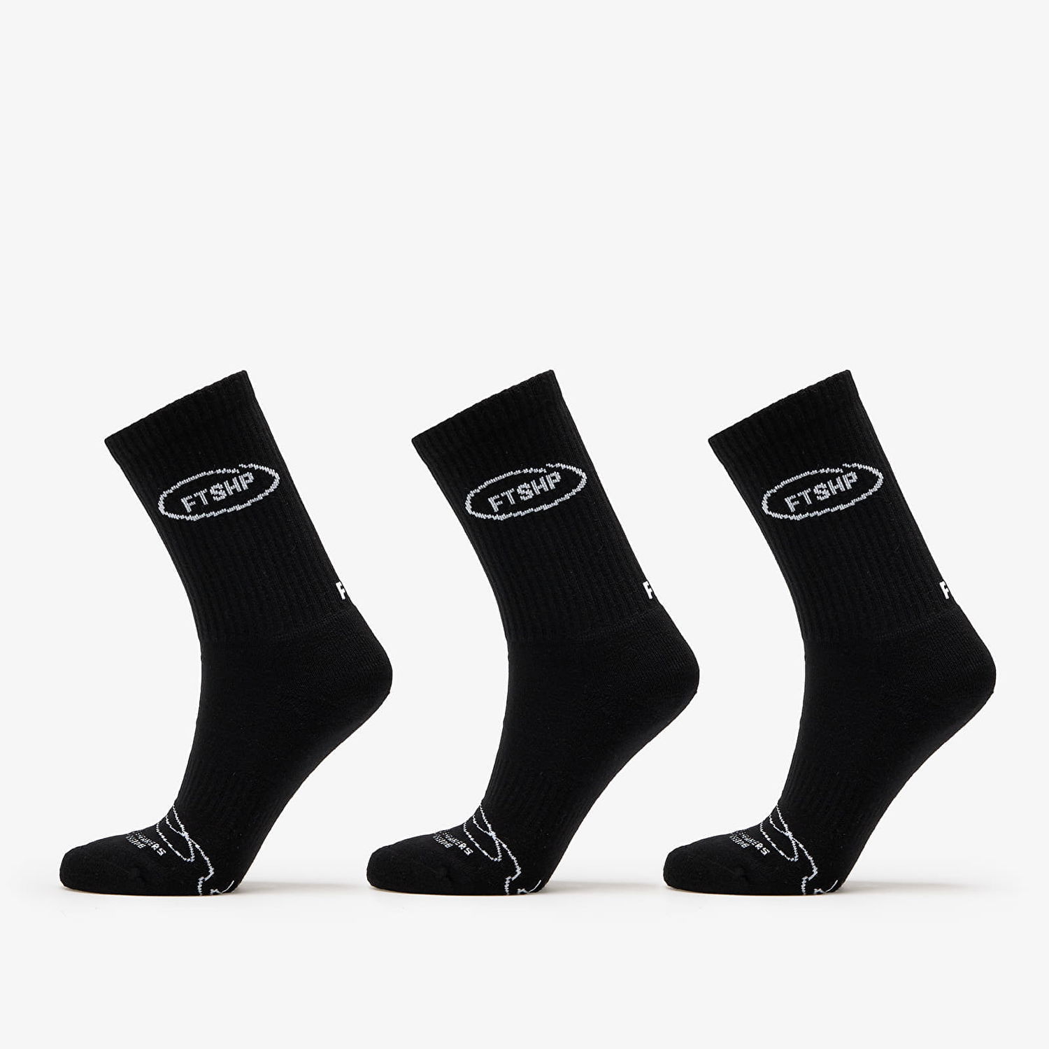 Sokker Footshop Basic Crew Socks 3-Pack Black Sort | FTSHP_358, 0