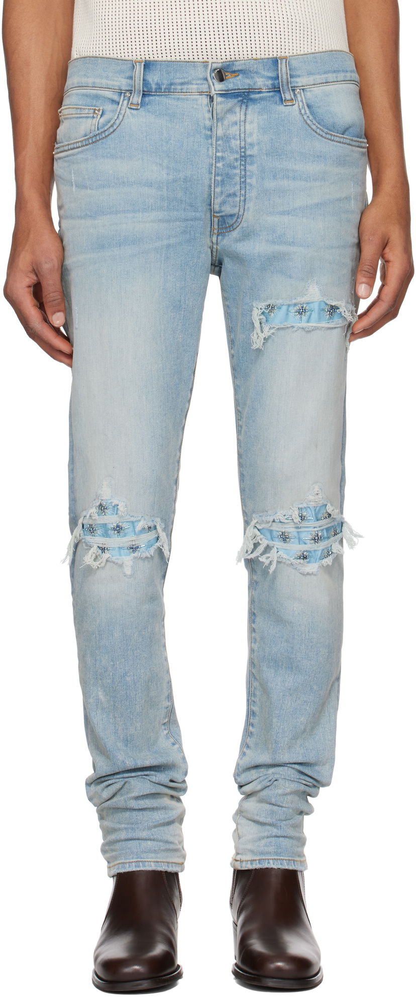 Jeans AMIRI AMIRI Crystal Starburst MX1 Jeans Blå | AMDNSY1147