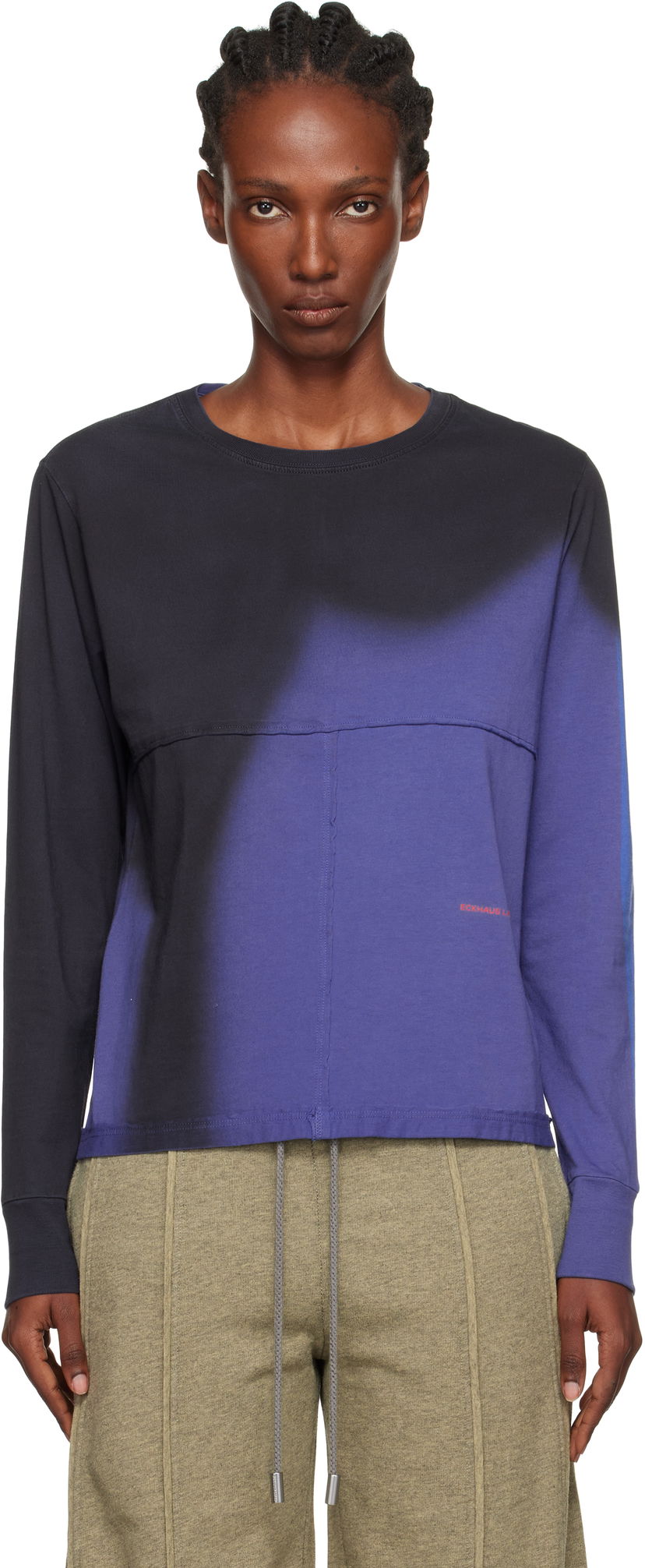 T-shirt Eckhaus Latta Eckhaus Latta Lapped Long Sleeve T-Shirt Lilla | 302-EL-PF25-S -