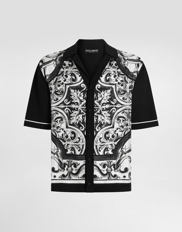 Skjorte Dolce & Gabbana Dolce & Gabbana Majolica-Print Oversized Shirt Sort | GXVC0TJFMZGHY5DQ, 0