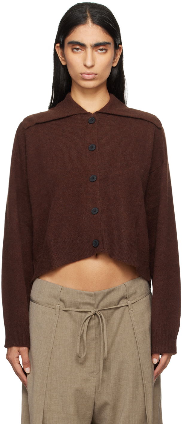 Sweater Loulou de Saison Loulou de Saison Sao Cropped Cardigan Brun | SAO