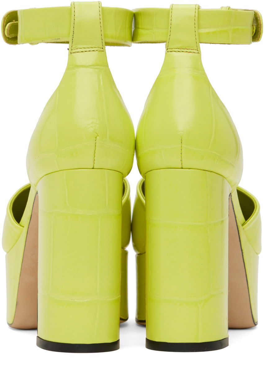 Sneakers og sko BY FAR Croc-Effect Platform Heels Grøn | 23SSBARBHAPLMCEL, 1