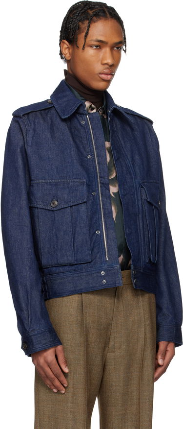 Bomberjakke Dries Van Noten Dries Van Noten Cropped Denim Jacket Blå | 251-020533-1562, 1