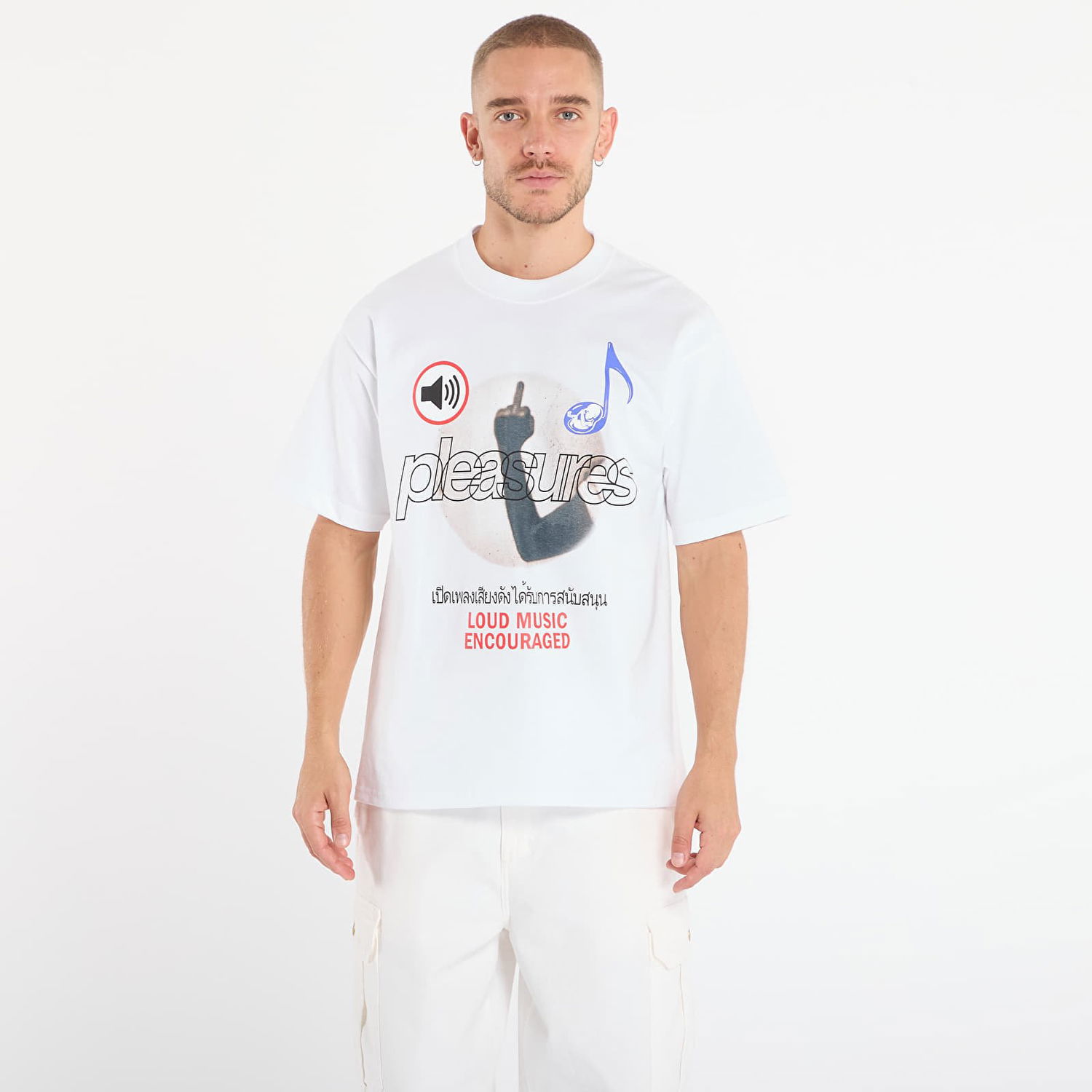 T-shirt Pleasures Loud Music T-Shirt Hvid | P25F008-WHITE, 0