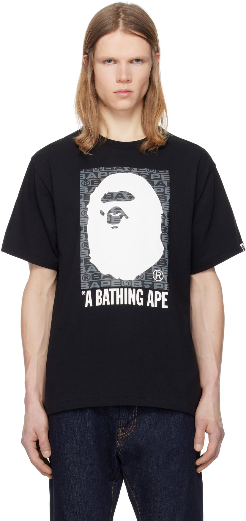 T-shirt BAPE Lux Sports Pattern Box Ape Head T-Shirt Sort | 001TEK801048M