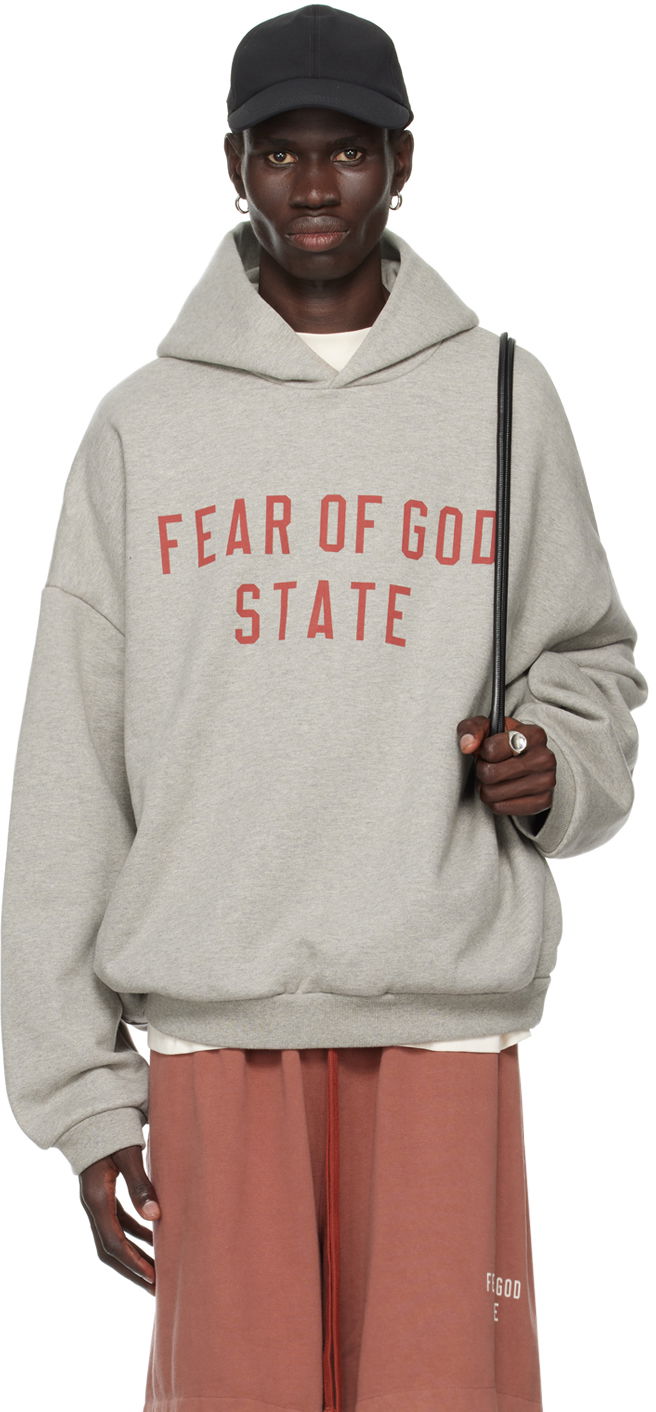 Sweatshirt Fear of God Designer Logo Hoodie Grå | 192BT246251F