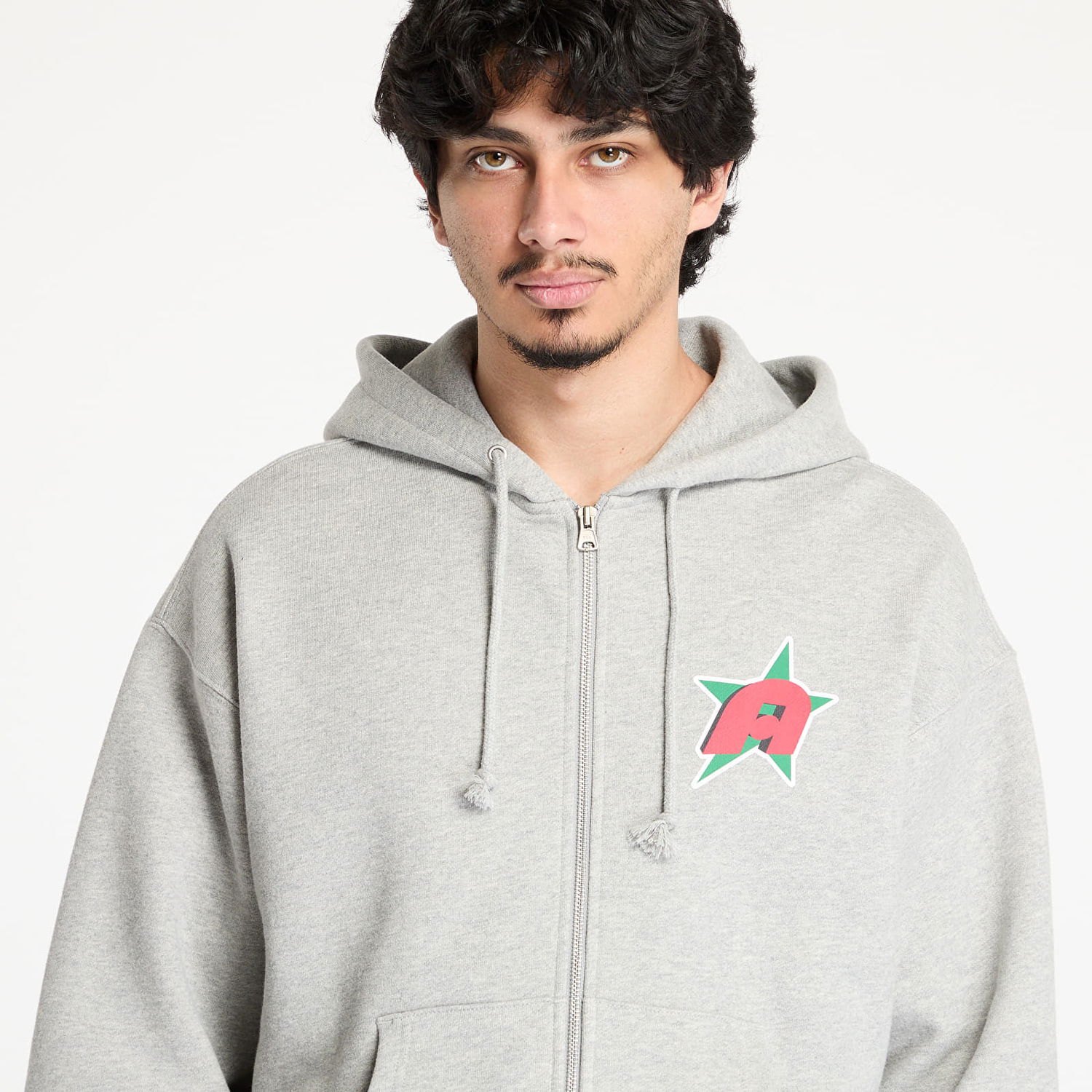 Sweatshirt Awake NY Awake NY Star A Zip Up Hoodie Grå | AWK-SP25-HD001-HTHRG, 1