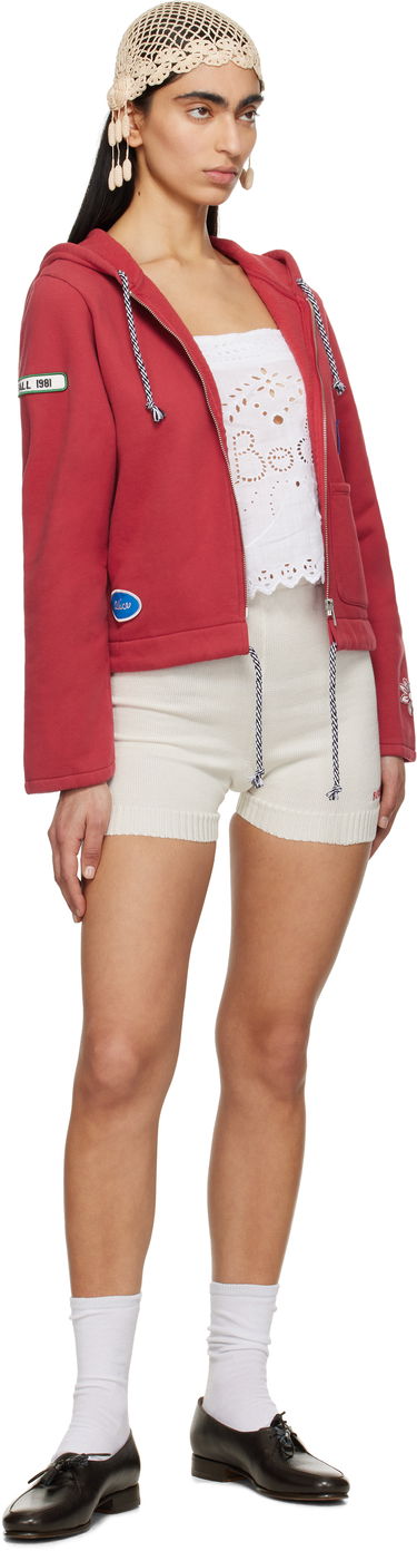 Sweatshirt Bode Bode Camper Cropped Zip Hoodie Rød | WRS25CS028, 3