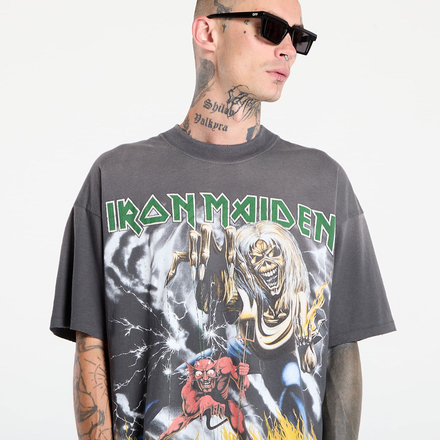 T-shirt Represent Clo REPRESENT x Iron Maiden Number Of Beast T-Shirt Sunfade Grey Grå | MLM100583-46, 1