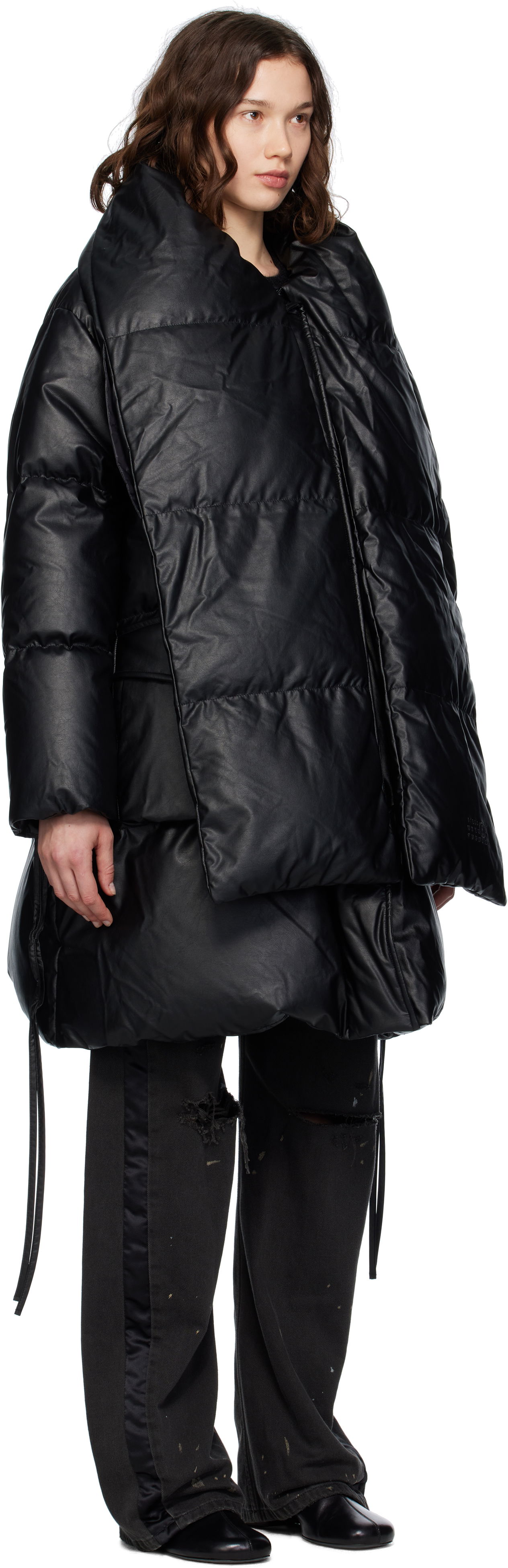 Puffer jakke Maison Margiela MM6 Maison Margiela Faux-Leather Puffer Jacket Sort | S52AA0193 S53057, 1