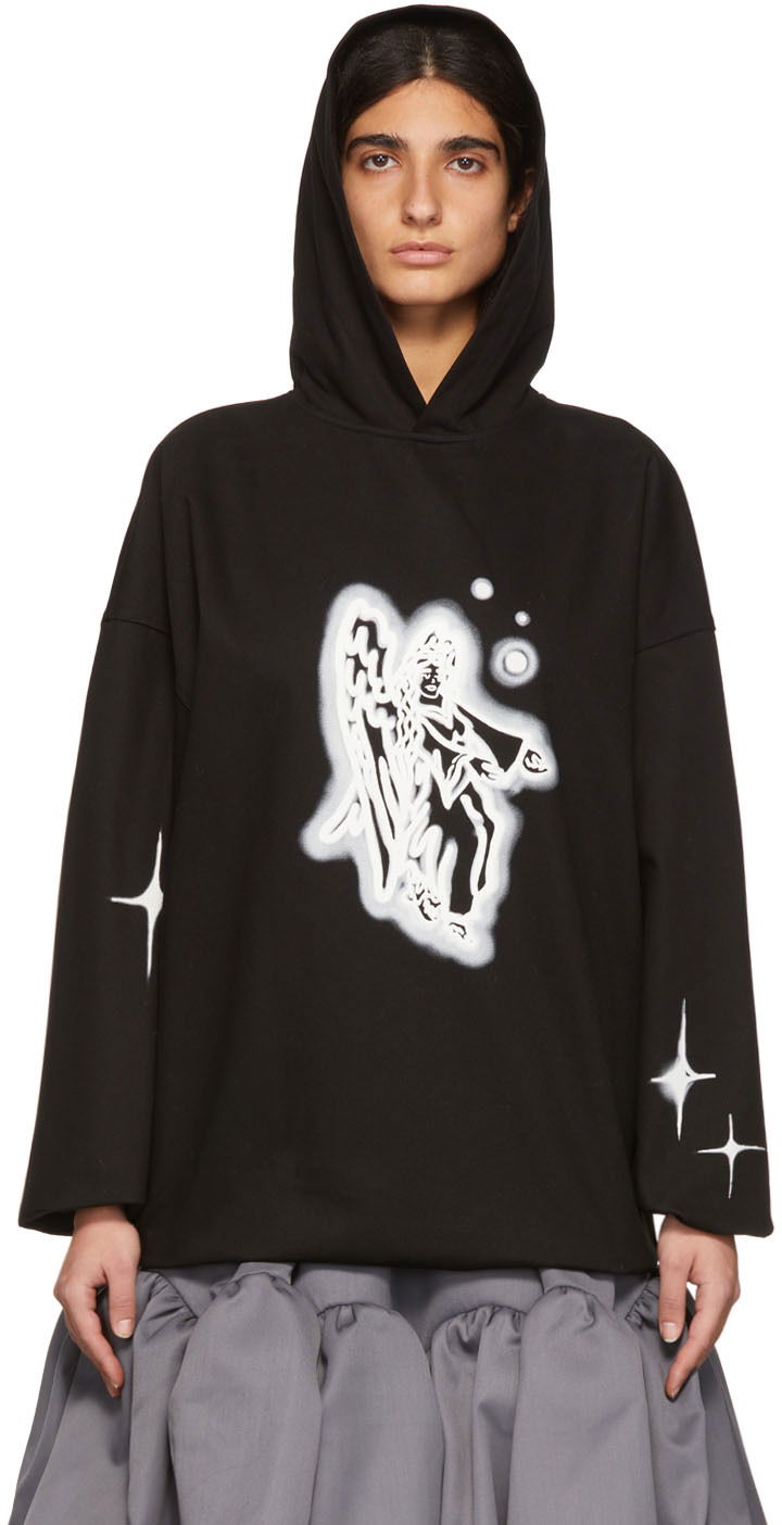 Sweatshirt We11done We11done Cotton Angel Graphic Hoodie Sort | WD-BL1-22-130-U-BK, 0