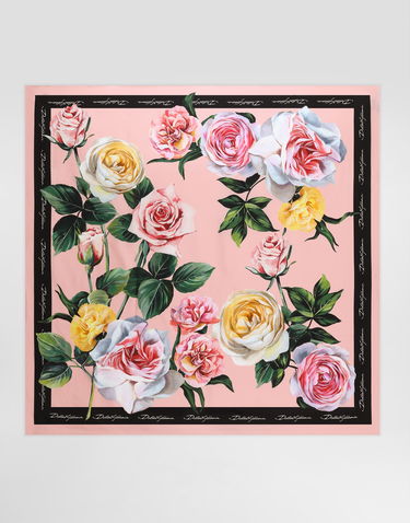 Tørklæde Dolce & Gabbana Dolce & Gabbana Rose and Peony Print Silk Twill Scarf Lyserød | FN090RGDCUIHF5IY, 0