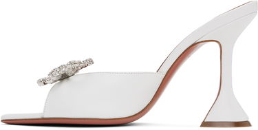 Tilbehør Amina Muaddi Amina Muaddi Rosie Slipper Heeled Sandals Hvid | ROSIE SLIPPER NAPPA, 2