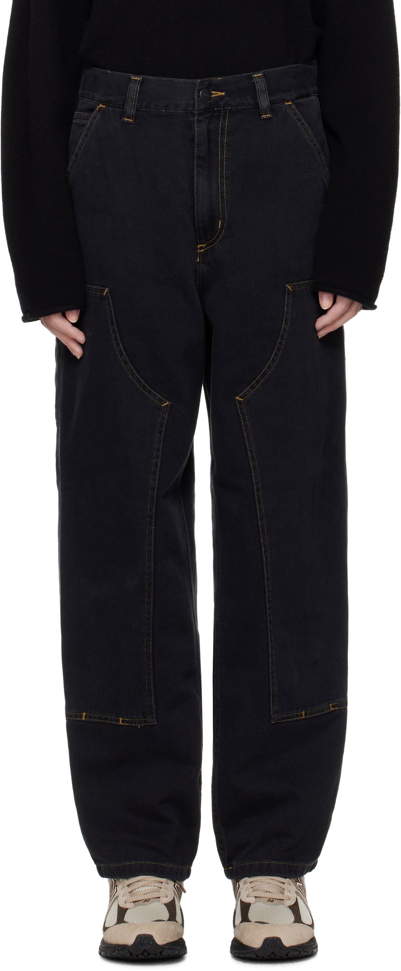Cargo bukser Carhartt WIP Double Knee Denim Work Pants Sort | I034229 8906