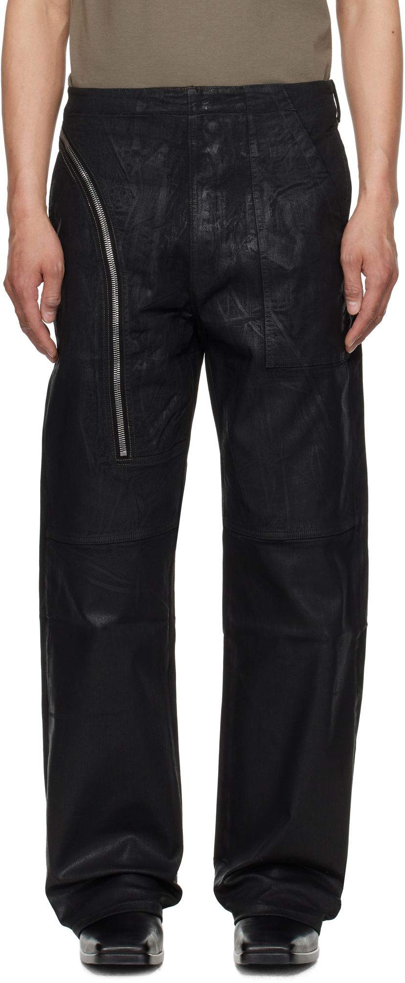 Bukser Rick Owens Rick Owens DRKSHDW Hollywood Aircut Leather Pants Sort | DU01E3356 SCF