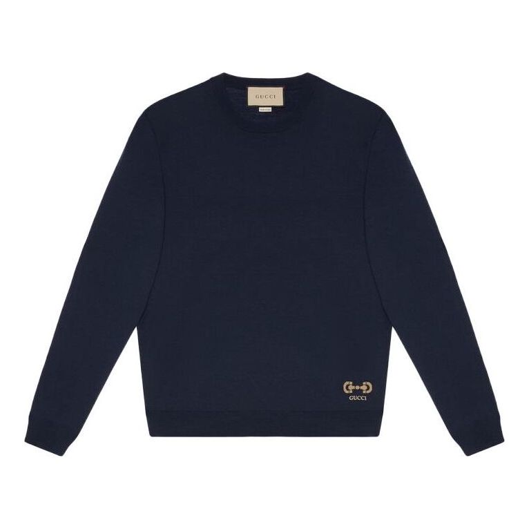 Sweater Gucci Gucci Horsebit Wool Sweater Mørkeblå | 730974-XKCOR-4011