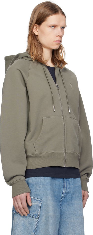 Sweatshirt AMI AMI Paris Ami de Coeur Zip-Up Hoodie Brun | HSW474.747, 4