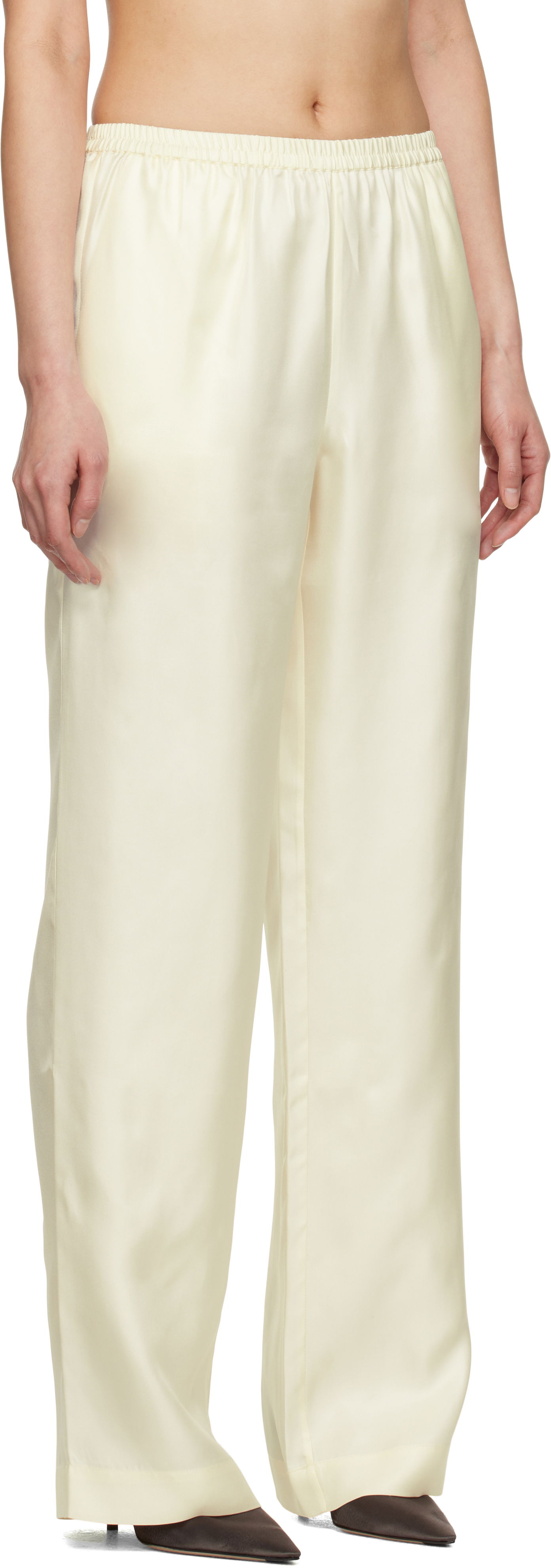 Bukser Loulou de Saison Loulou de Saison Alera Silk Straight-Leg Trousers Gul | ALERA, 1