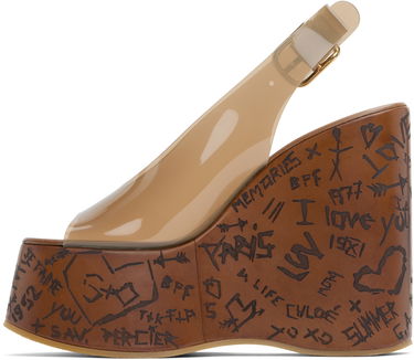 Skopleje CHLOÉ Chloe Maxime Wedge Sandals Brun | CHC25U09ZRT, 2