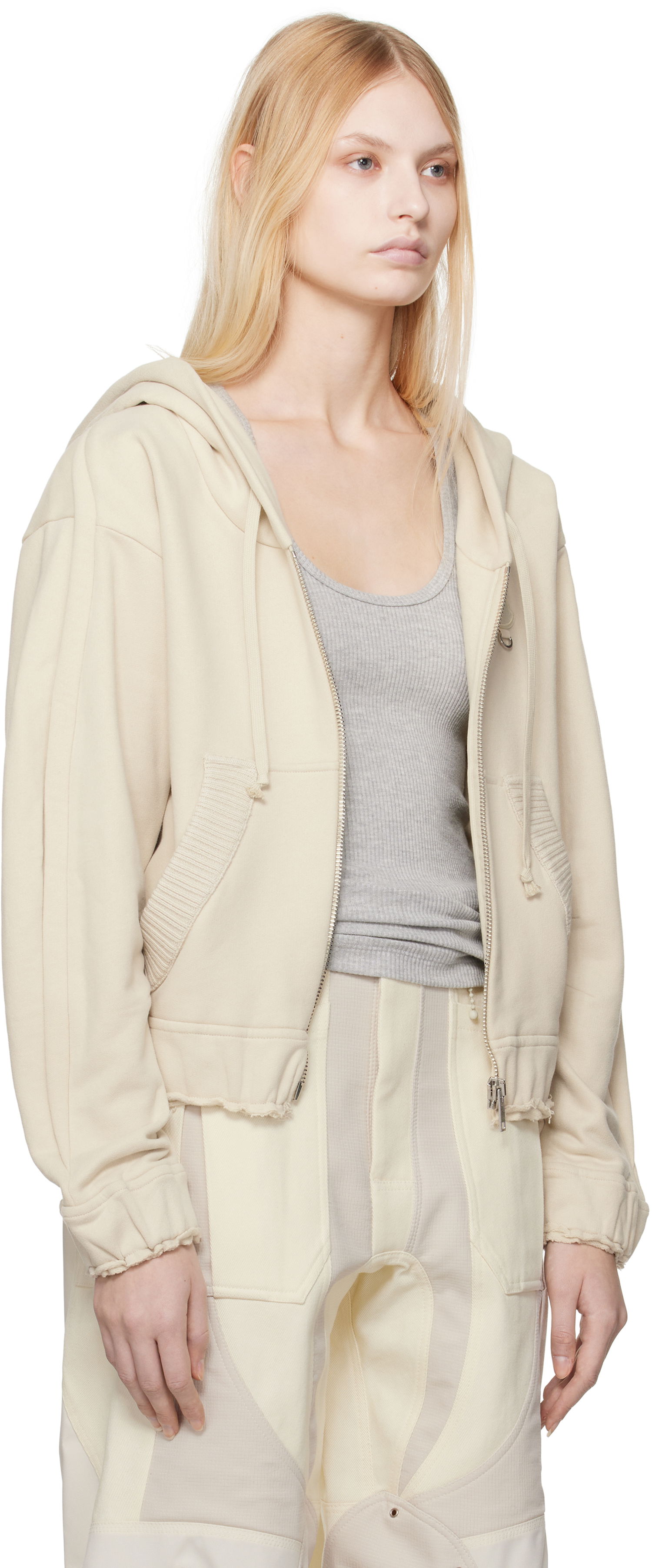Sweatshirt Moncler Moncler Genius x Willow Smith Zip-Up Cotton Hoodie Beige | J209T 8G00001 - 899WC, 1