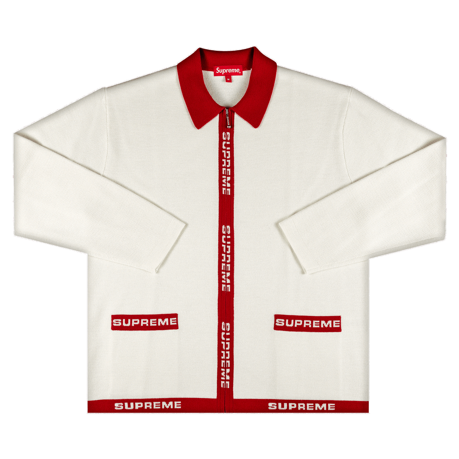 Sweater Supreme Logo Trim Zip Up Cardigan Hvid | SS21SK12 WHITE, 0