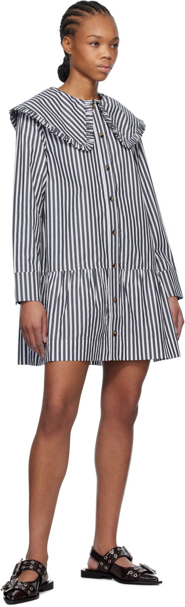 Kjole GANNI Ganni Striped Ruffle Collar Minidress Flerfarvet | W0098, 3