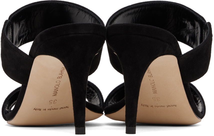 Tilbehør Manolo Blahnik Manolo Blahnik Nebre Suede Heeled Mules Sort | 223-1354, 1
