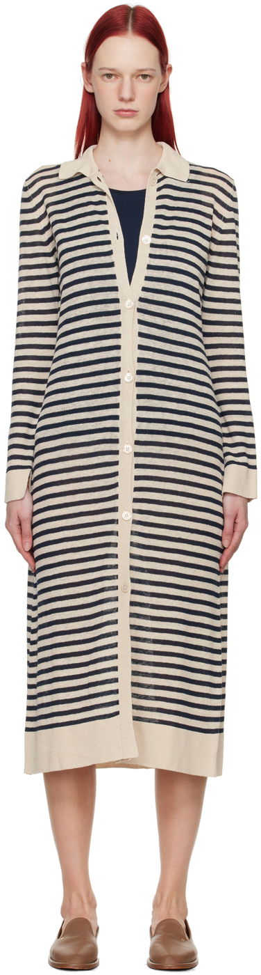 Sweater Max Mara Max Mara Striped Midi Cardigan Dress Beige | 2419321013600