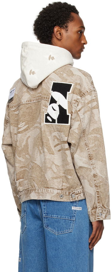 Jakke AAPE by A Bathing Ape AAPE by A Bathing Ape Lightweight Denim Jacket with Hood Beige | AAPLJM7588XXLBGX, 2