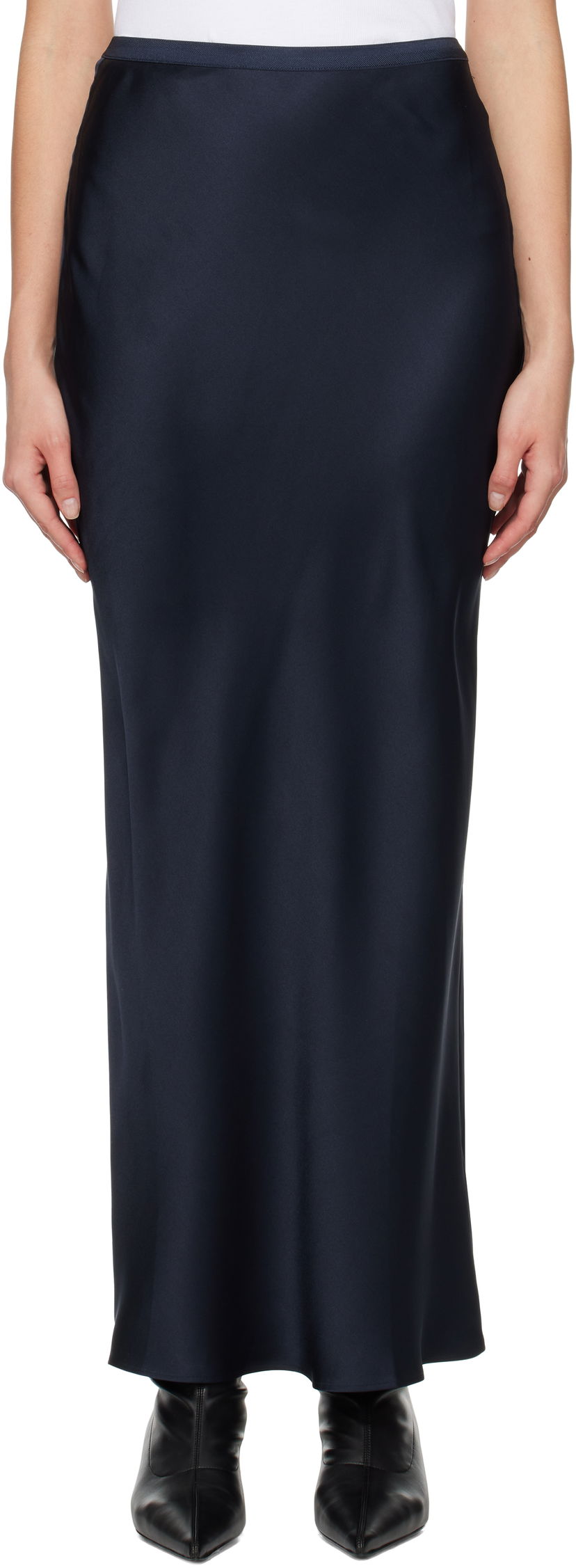 Nederdel Anine Bing Anine Bing Maxi Silk Skirt Mørkeblå | A-04-2320-NYA23