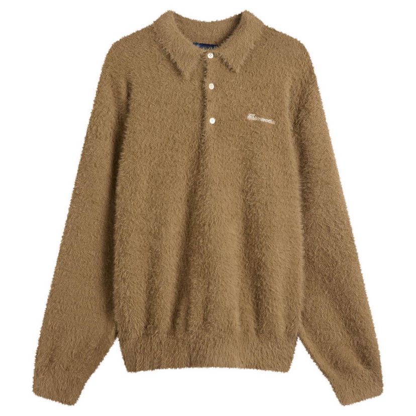 Polo skjorte thisisneverthat SCT-Logo Shaggy Knit Polo, Size Large Brun | TN253KKNPK08-Mud