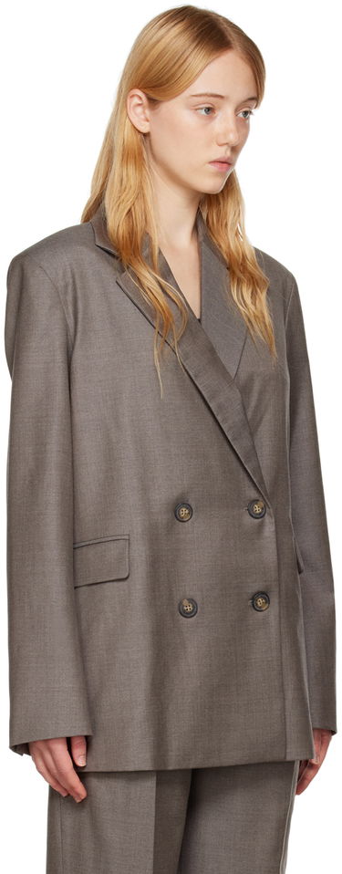 Jakke Loulou de Saison Loulou de Saison Donau Double-Breasted Blazer Brun | DONAU, 4