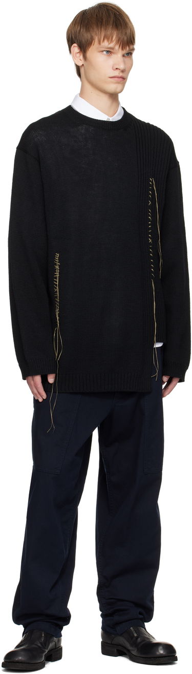 Sweater Yohji Yamamoto YOHJI YAMAMOTO Round Neck Stitch Detail Sweater Sort | HL-K25-196, 3