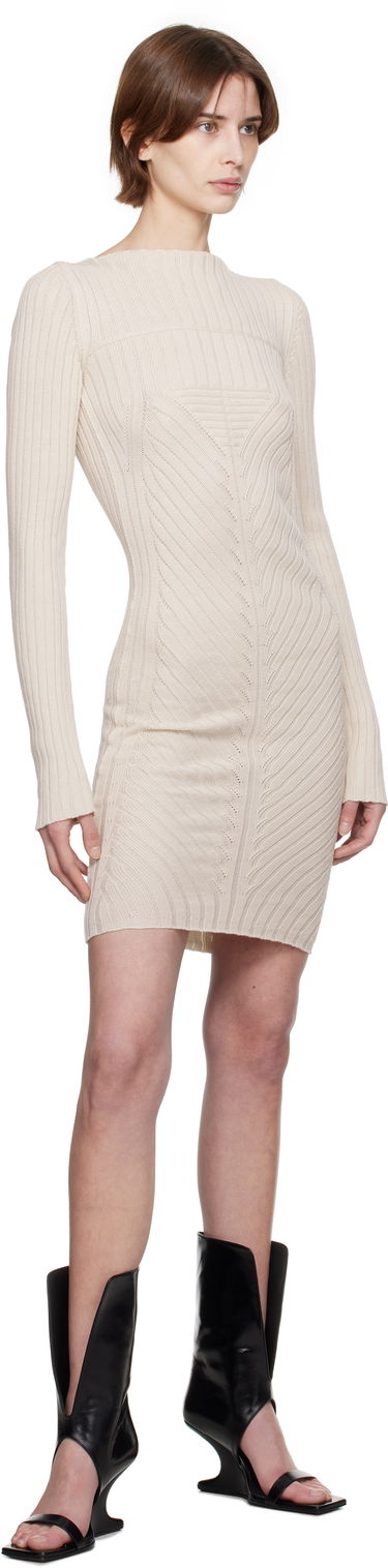 Kjole Rick Owens Rick Owens Hollywood Knit Mini Dress Beige | RP01E7651 KEC, 3
