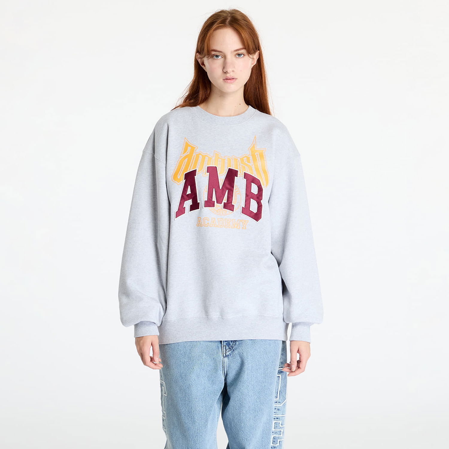 Sweatshirt Ambush Graphic Sweatshirt UNISEX Grey Melange/ Tap Shoe Grå | BMBA006F24FLE0020510, 1
