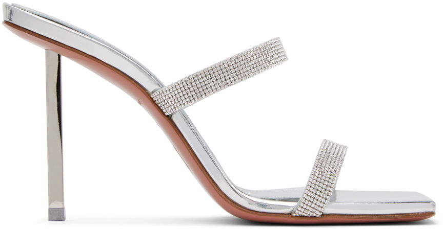 Tilbehør Amina Muaddi Amina Muaddi Rih Crystal-Embellished Slipper Sandals Metalisk | RIH SLIPPER METAL MESH, 0