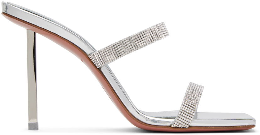Tilbehør Amina Muaddi Amina Muaddi Rih Crystal-Embellished Slipper Sandals Metalisk | RIH SLIPPER METAL MESH