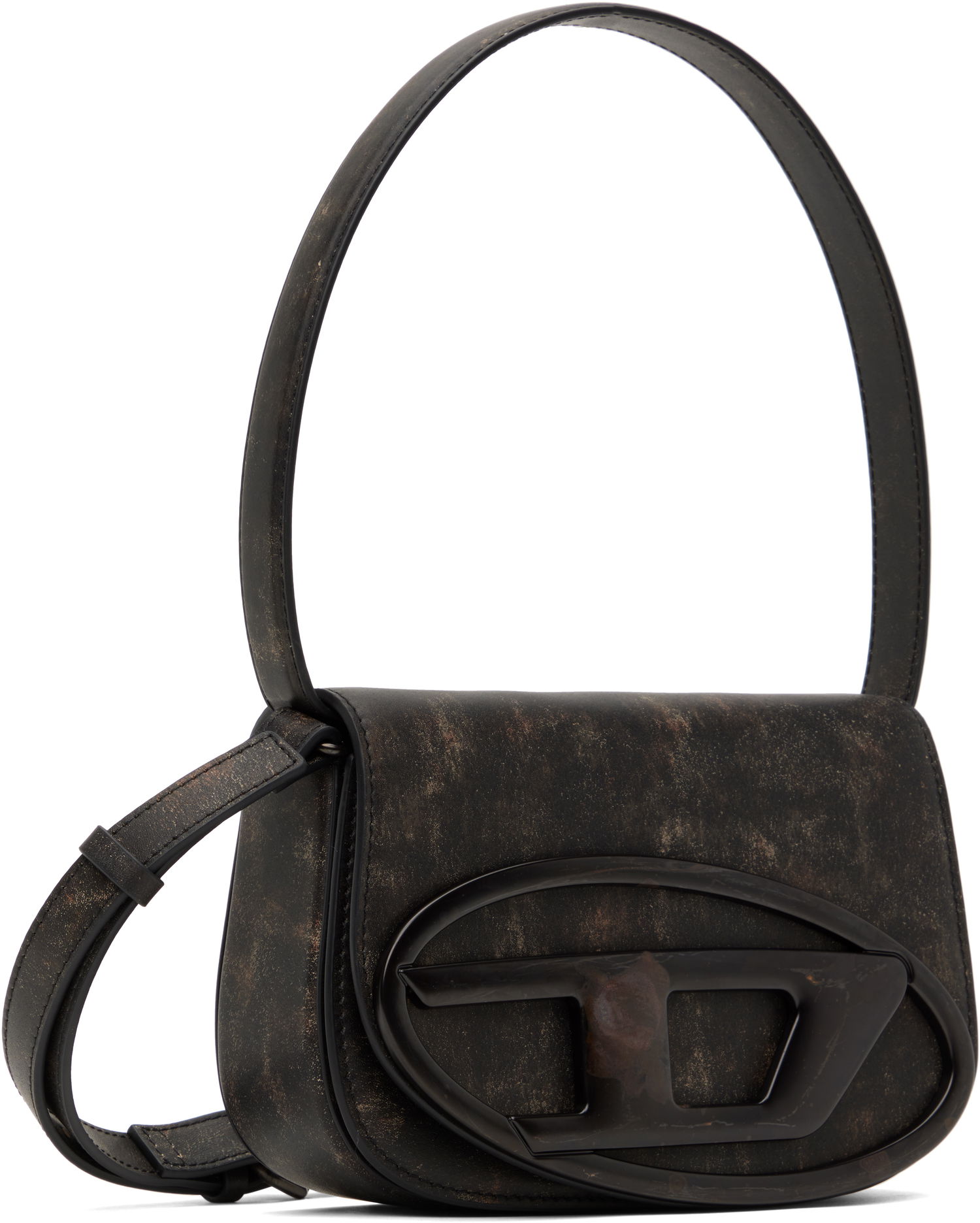 Håndtaske Diesel Distressed Leather Shoulder Bag Sort | X08396 P0743, 1