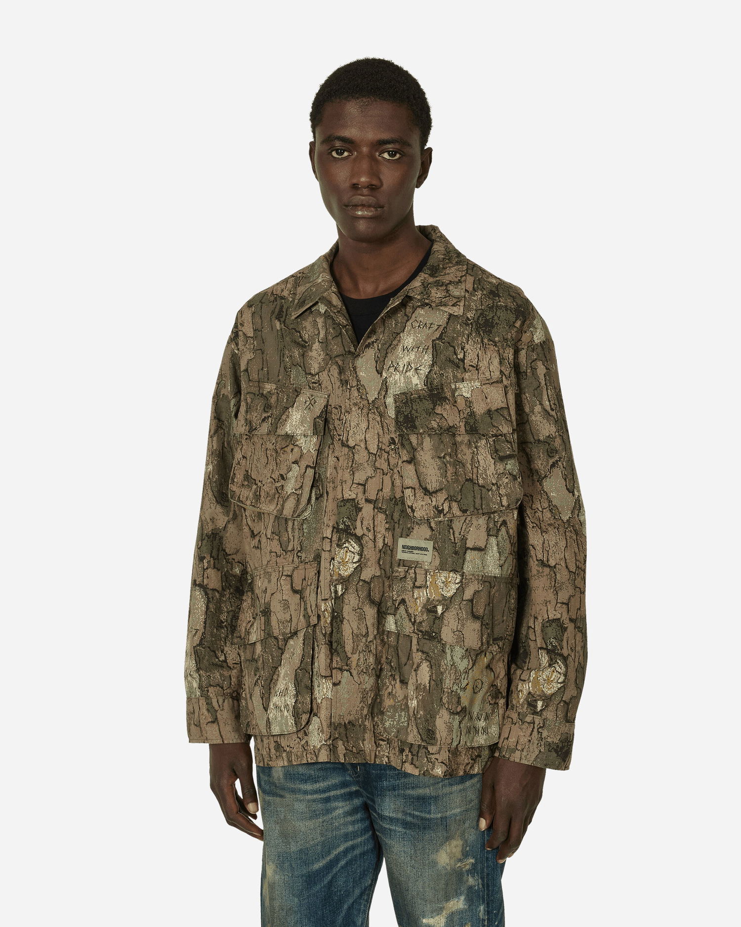 Jakke Neighborhood Fatigue Jacket Camouflage Grøn | 241AQNH-JKM02 CM, 1