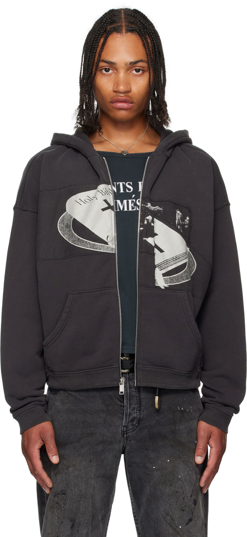 Sweatshirt Enfants Riches Déprimés Enfants Riches Déprimés Holy Bible Assemblage Baggy Zip Hoodie Sort | 020-465