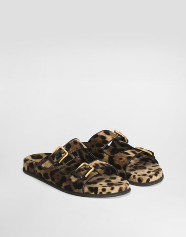 Tilbehør Dolce & Gabbana Dolce & Gabbana Velvet Animal Print Sliders Brun | CQ0632A6L97HY13M, 1