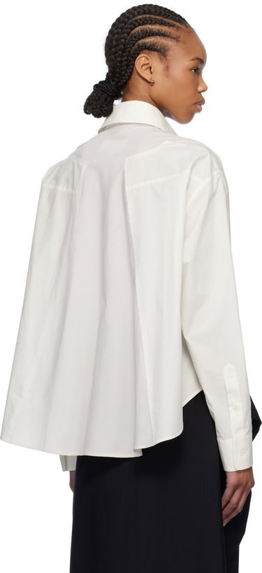 Skjorte Maison Margiela MM6 Maison Margiela Spliced Cotton Poplin Cropped Shirt Hvid | S52DT0042 M35256, 2